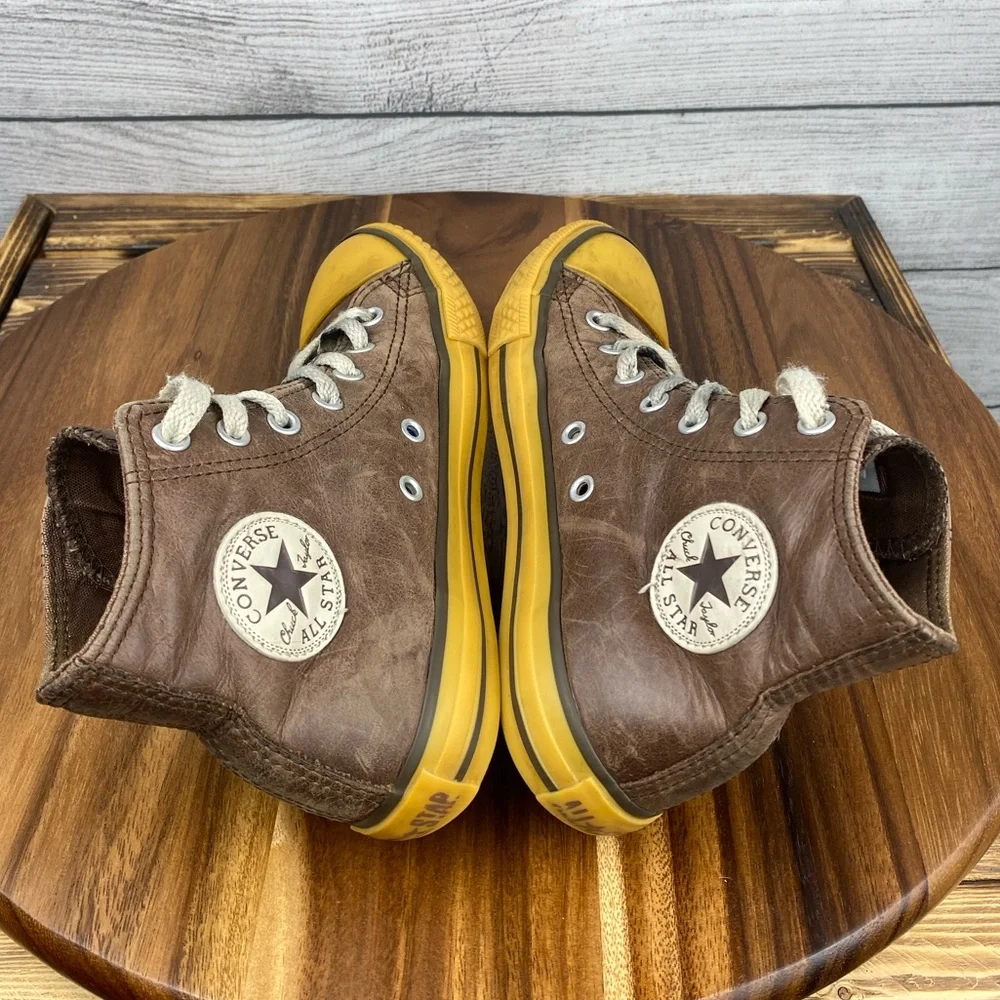 Converse Chuck Taylor All Star Hi Top Brown Leather Sneaker 312643 Youth Size 2